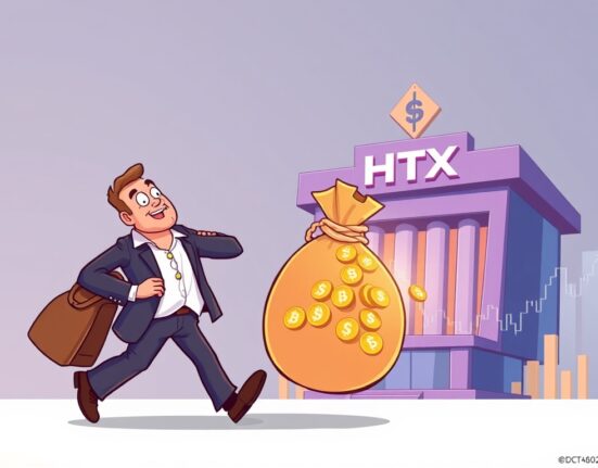 Cartoon depicting a significant Justin Sun WLFI transfer of digital assets to a crypto exchange, highlighting market movements and investor activity.