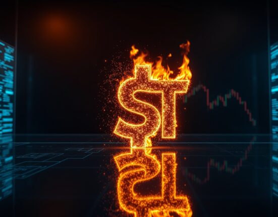 JustLend DAO JST token burn event with digital fragments and financial data