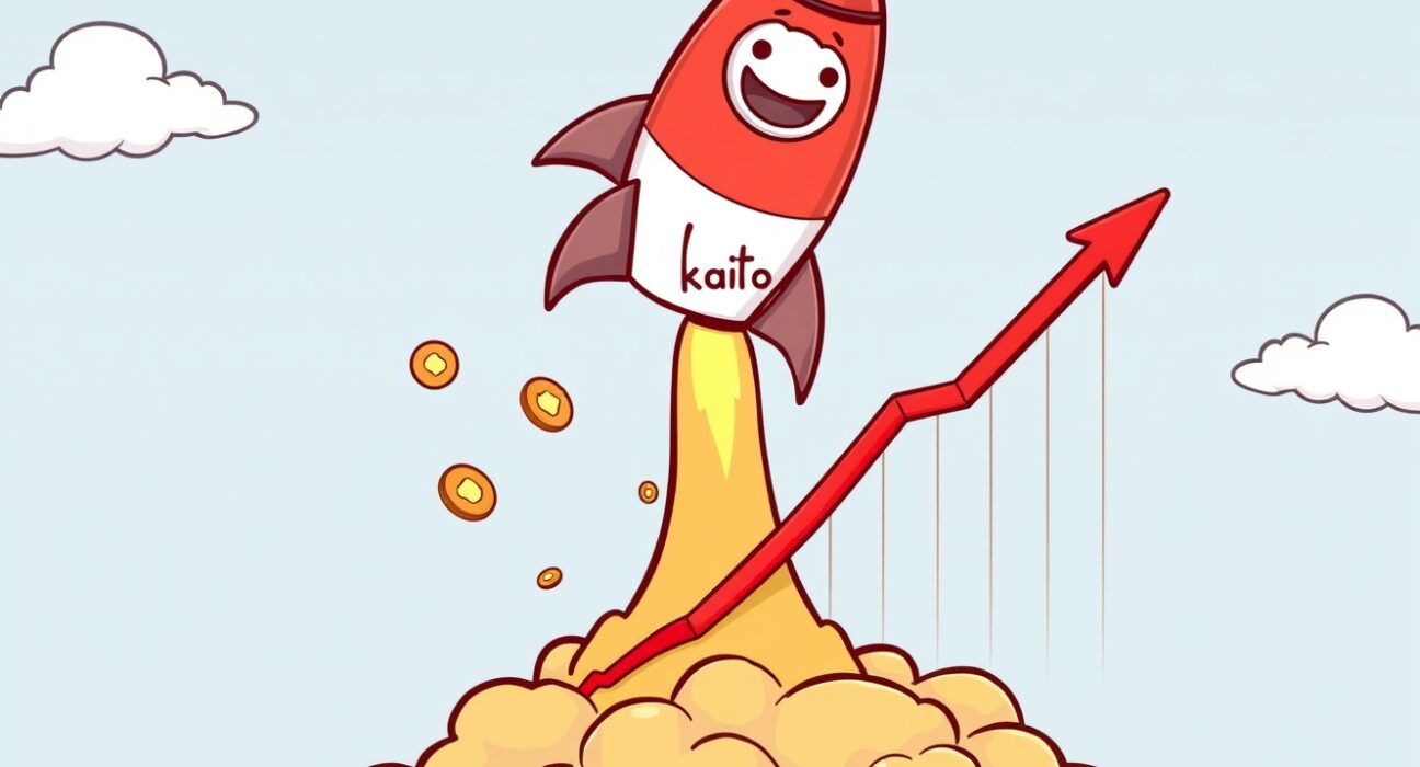 Cartoon of a Kaito Kickstarter rocket crashing, illustrating the sharp FDV drop after token launch.