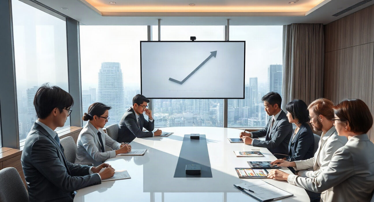 Kakao executives in a board meeting discussing corporate spinoff and new business areas