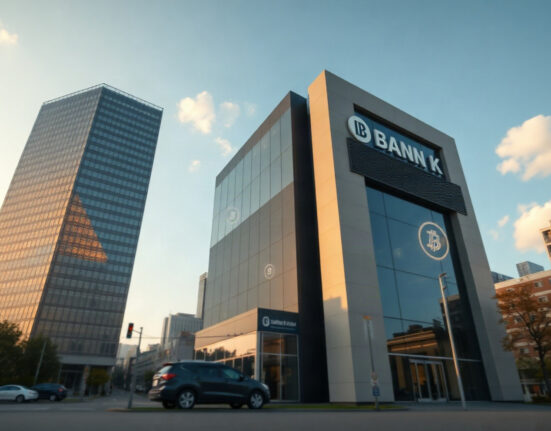 KakaoBank building exterior in Seoul, symbolizing its partnership with crypto exchange Coinone