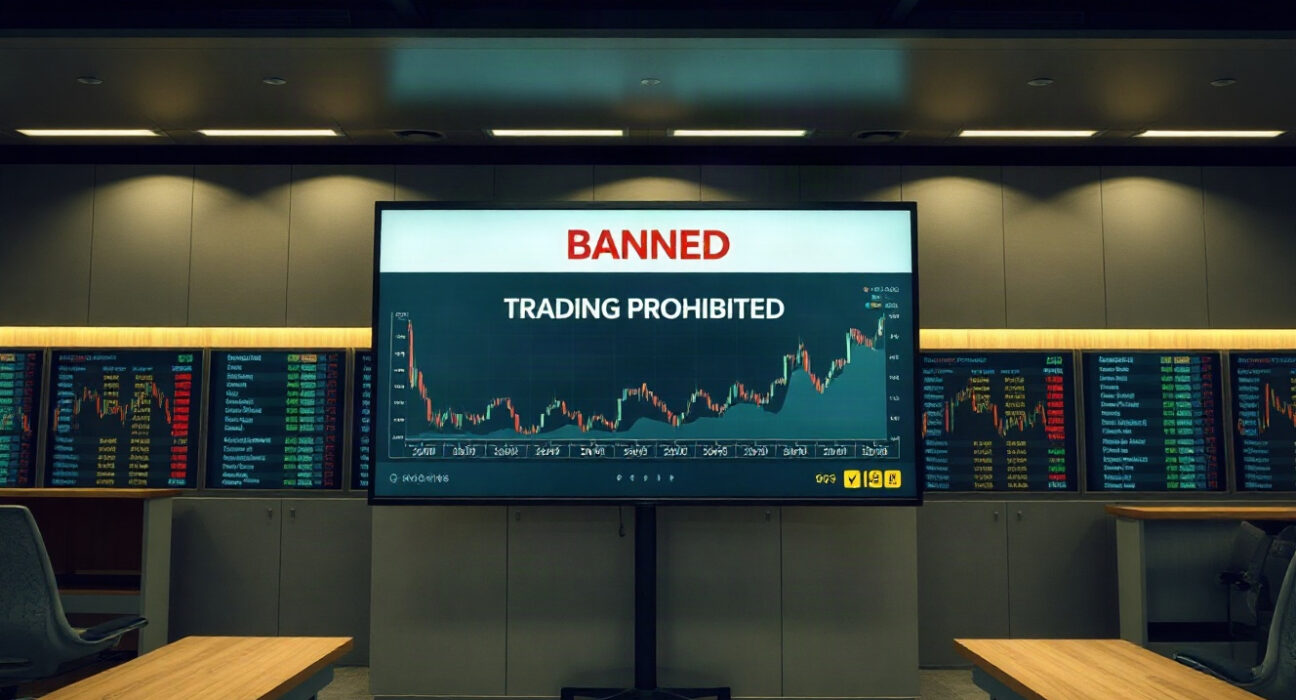 Kalshi trading platform screen showing a ban notice for George Santos