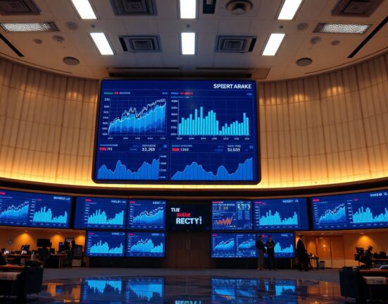 Trading floor with screens showing market data and sports analytics, representing Kalshi's platform growth
