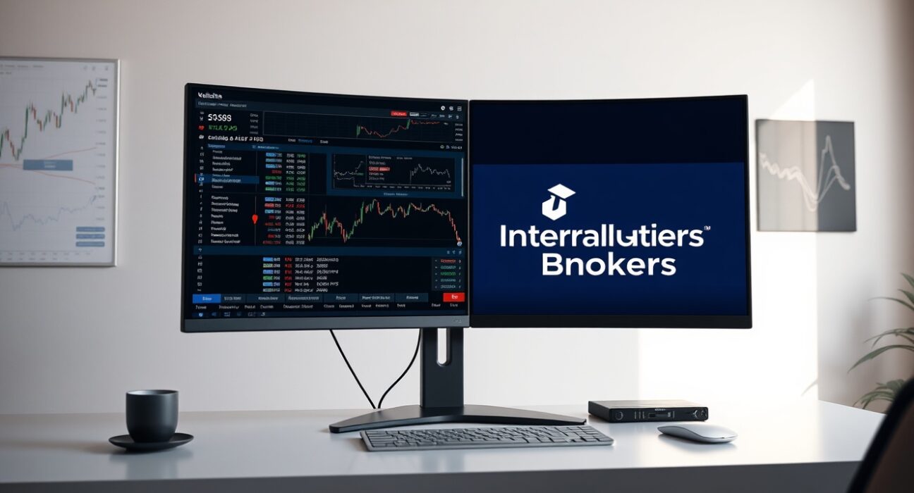 Trading desk with Kalshi and Interactive Brokers platforms displayed on monitors