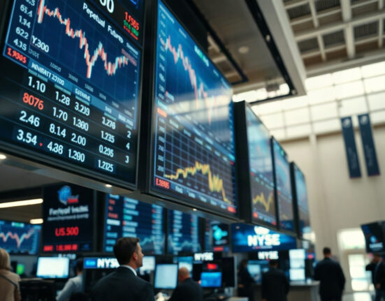 Kalshi's proposed perpetual futures on U.S. stock indexes displayed on a trading floor screen