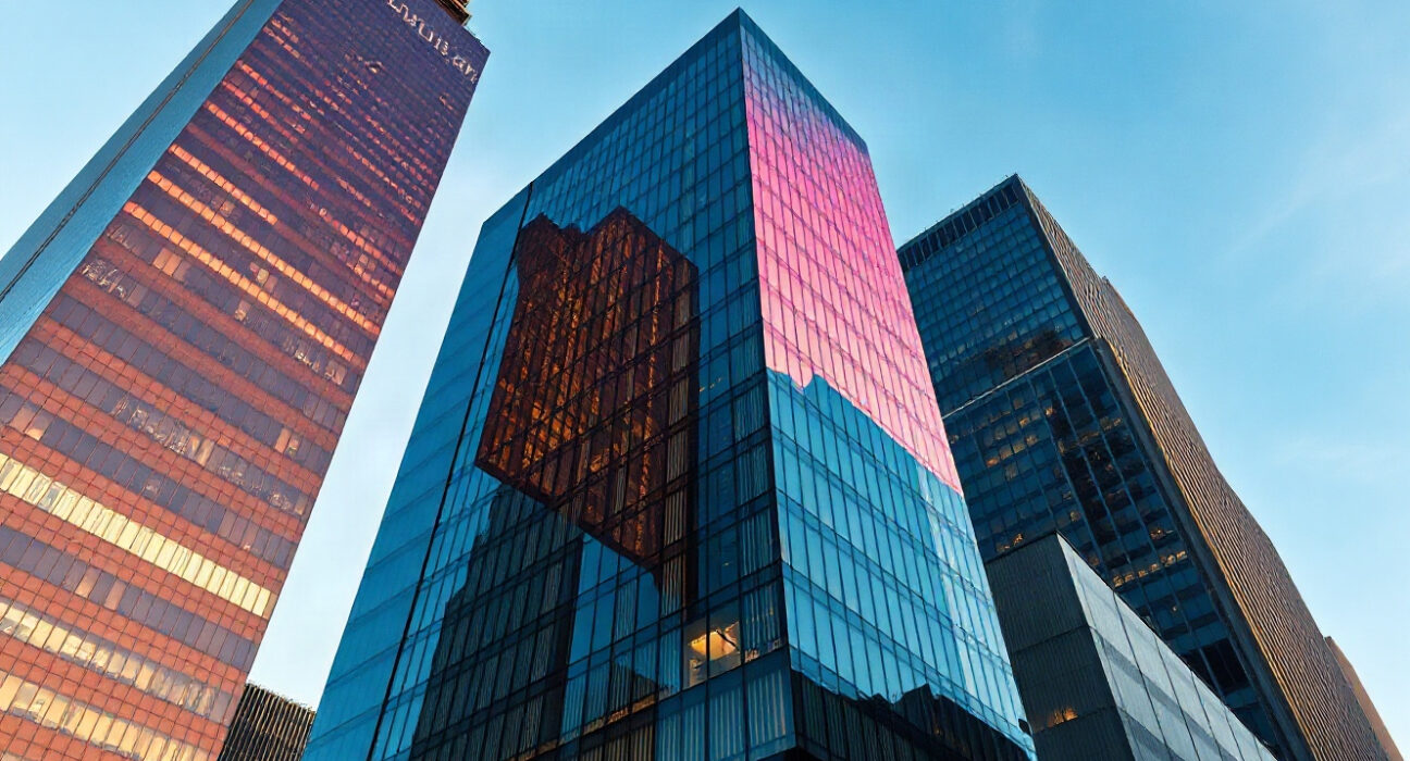Modern financial district building representing Kalshi's headquarters after major funding round