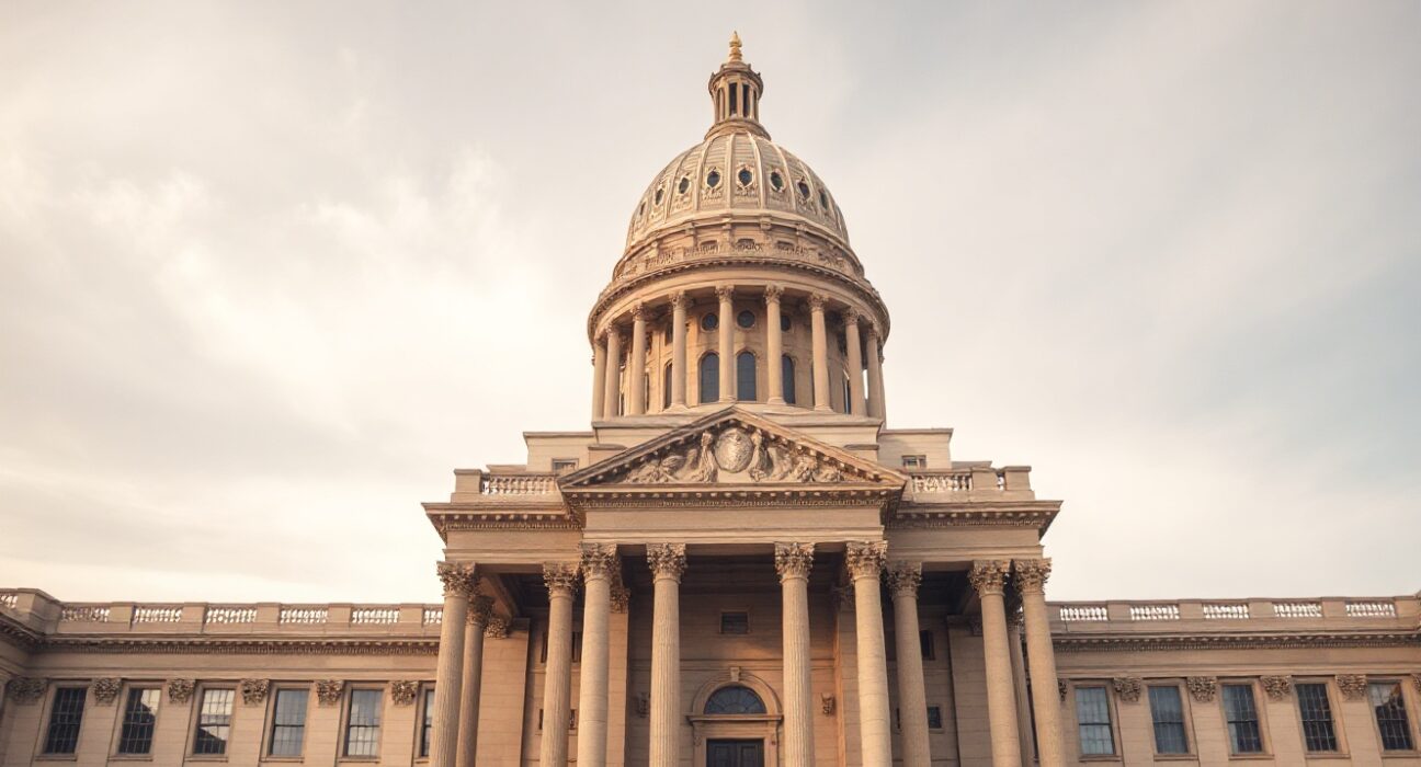 Illinois State Capitol building in Springfield, site of legal challenge over prediction market regulation.