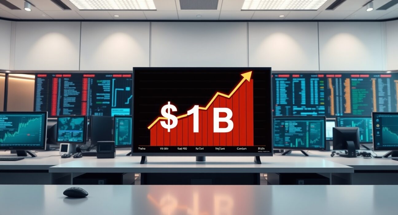 Kalshi trading platform interface showing $1 billion weekly crypto trading volume milestone