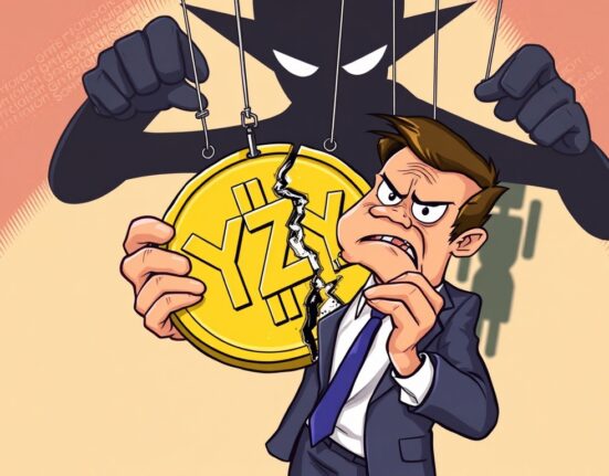 A cartoon illustration highlighting the significant issues with the Kanye memecoin, indicating a lack of transparency and control.