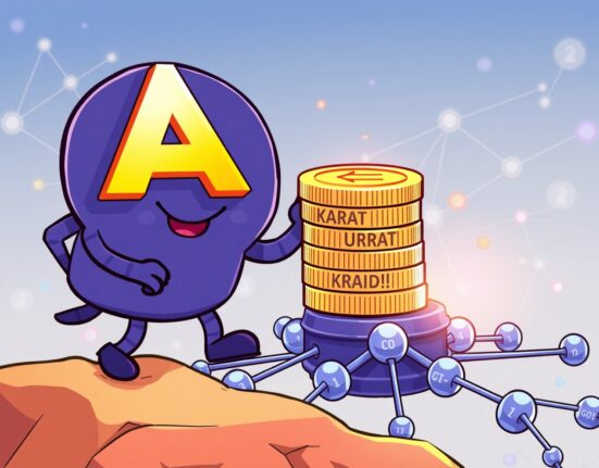 A cartoon depicting Animoca Brands' strategic KARRAT staking on Studio Chain nodes, signifying growth and ecosystem support.