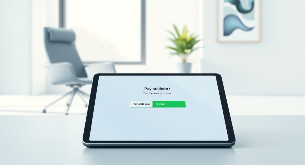 KAST stablecoin payment platform interface processing a digital transaction