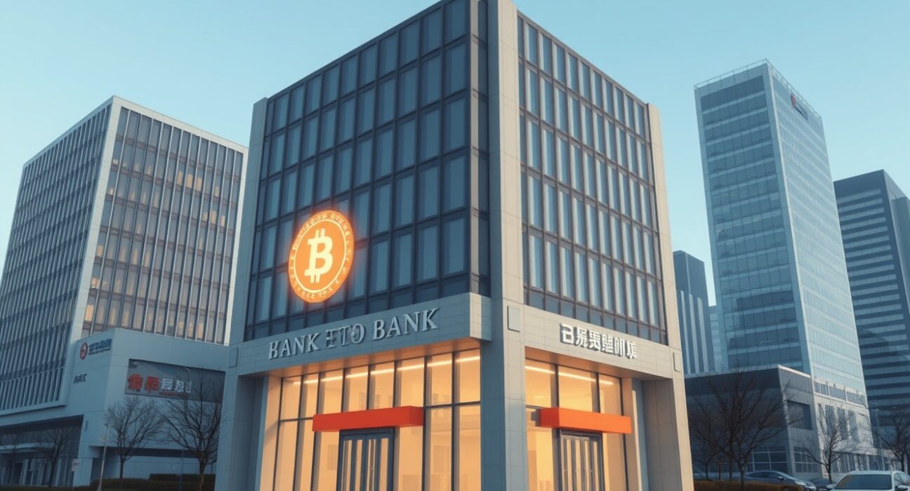 Kbank building with digital asset overlay representing its crypto expansion potential analyzed by