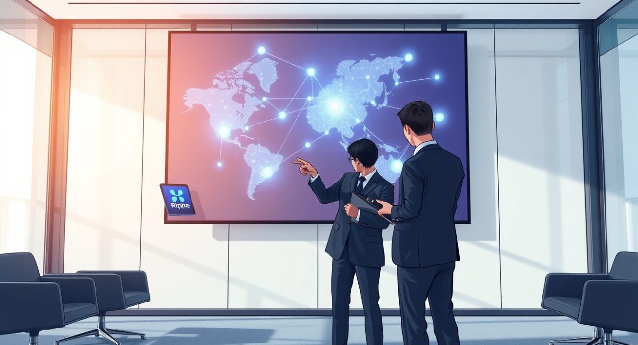 Kbank and Ripple partnership testing on-chain remittances in a Seoul bank office