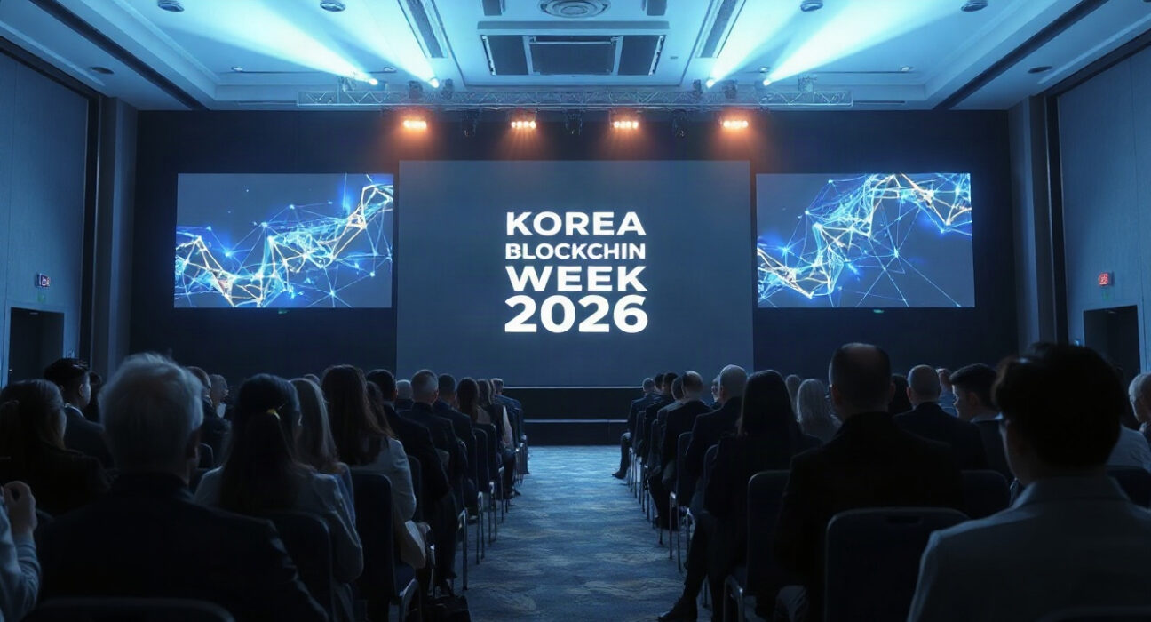 Korea Blockchain Week 2026 main conference stage with attendees at Walkerhill Hotels & Resorts in Seoul
