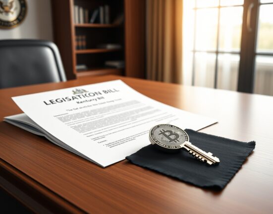 Kentucky legislative bill and Bitcoin key symbolizing the protection of digital asset self-custody rights.