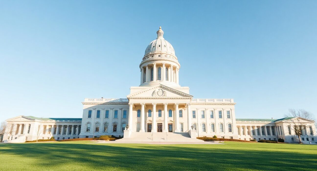 Kentucky State Capitol building in Frankfort under clear sky
