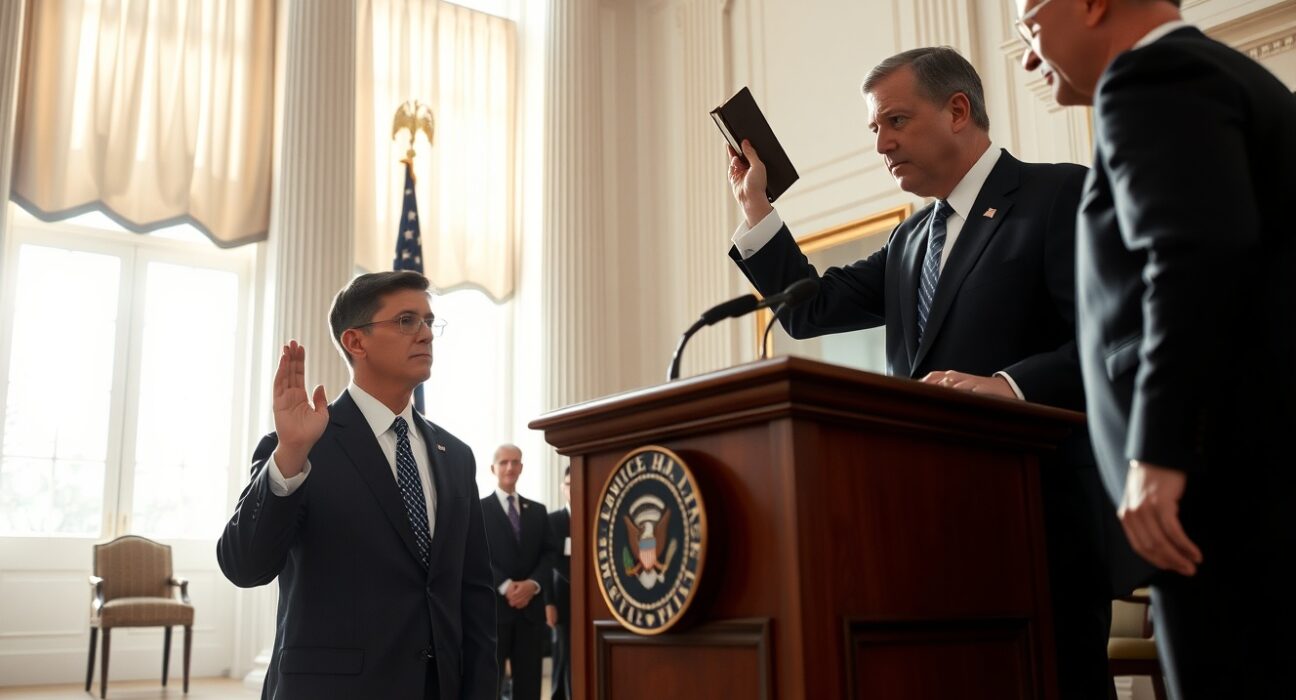 Kevin Warsh taking oath of office as Federal Reserve Chair at White House ceremony