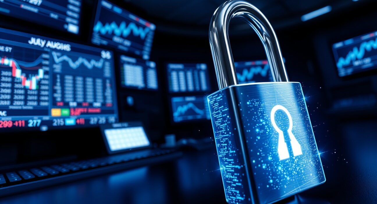Digital key unlocking a glowing crypto token symbol, representing token unlock events.