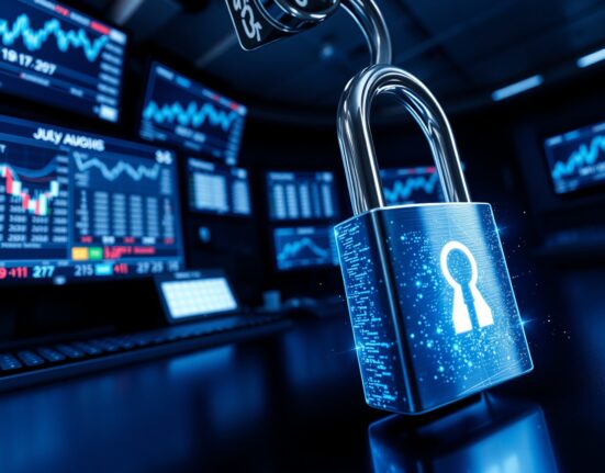 Digital key unlocking a glowing crypto token symbol, representing token unlock events.