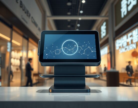 Digital asset payment system terminal for tourists in South Korea following the KG Inicis and Crypto.com partnership.