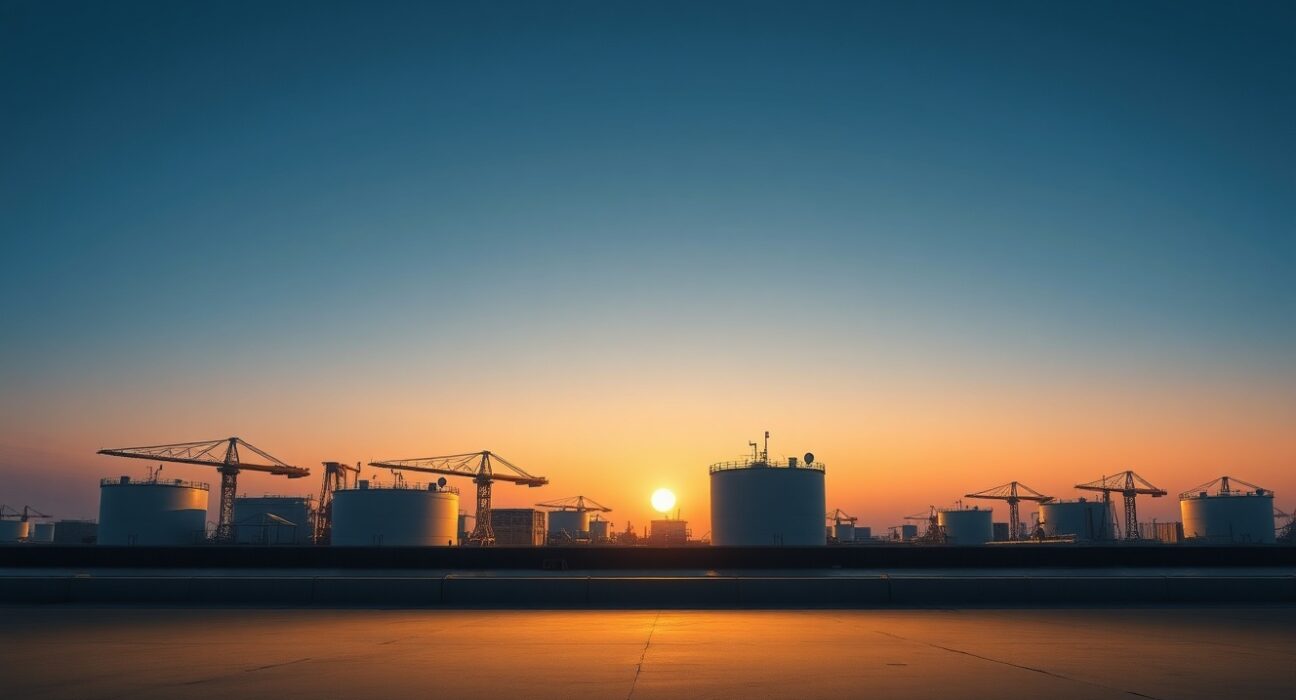 Kharg Island oil terminal facilities following reported US military strikes in escalating conflict.