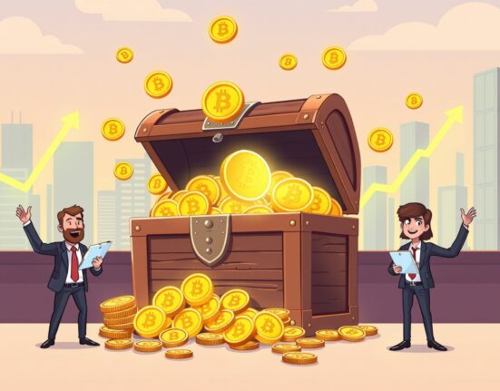 Growing Bitcoin holdings treasure chest representing KindlyMD's digital asset strategy