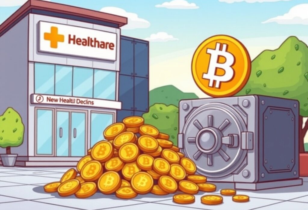 Cartoon illustration showing a company's strategic KindlyMD Bitcoin acquisition, symbolizing digital asset growth.