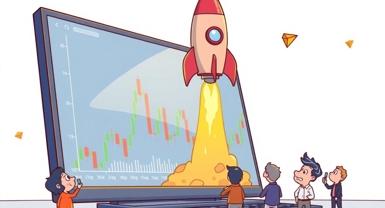 A vibrant cartoon illustration showing the excitement around Binance's KITE perpetual futures launch.