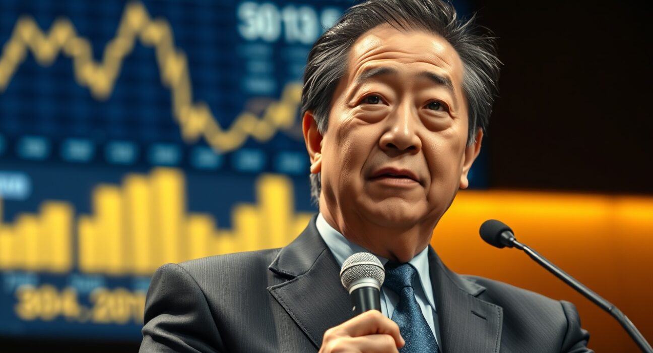 Robert Kiyosaki discussing his Bitcoin and Ethereum price predictions at a financial event.