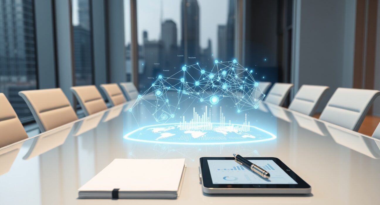 Kleiner Perkins AI fund analysis in a modern venture capital office setting with data visualization.