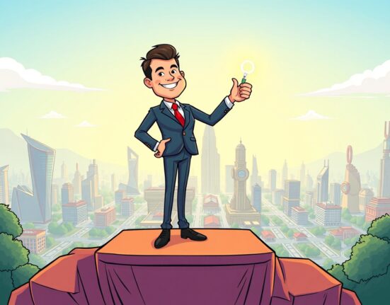 Korbit CEO Oh Se-jin leading the exchange toward a stable future in a vibrant cartoon illustration.