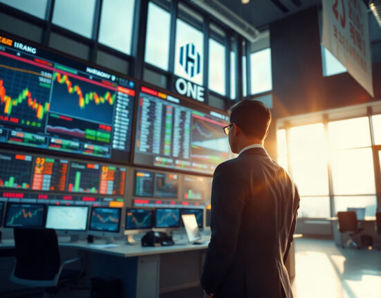 Financial analyst monitoring cryptocurrency charts in Seoul trading floor