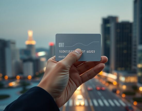 A modern payment card representing the Korean stablecoin card payments test by the Credit Finance Association.