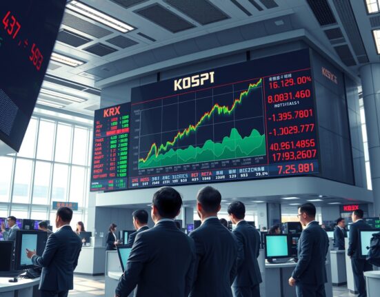 KOSPI index reaches new all-time high on Korea Exchange trading floor in Seoul