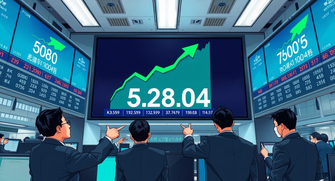 KOSPI trading floor activity during buy-side sidecar activation at Korea Exchange
