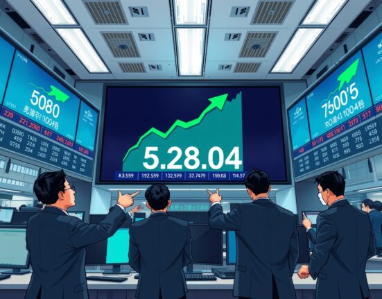 KOSPI trading floor activity during buy-side sidecar activation at Korea Exchange