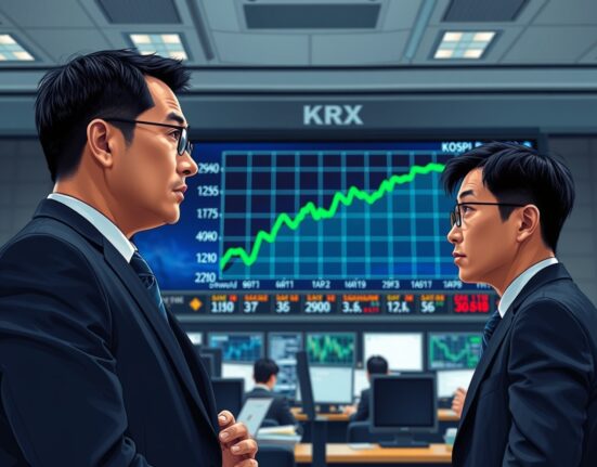 Trader at Korea Exchange monitors KOSPI index surge triggering buy-side trading curb.