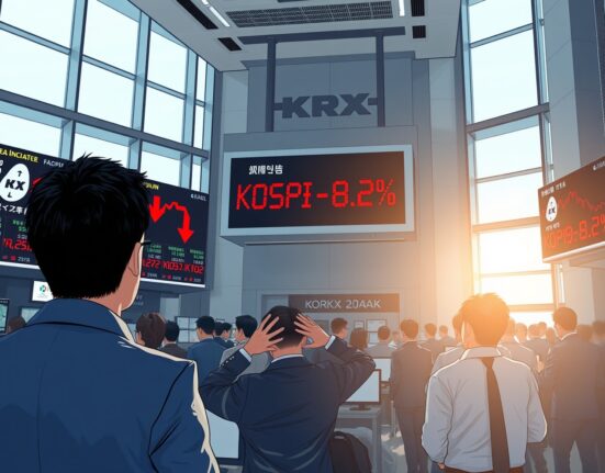 Kospi circuit breaker triggered at Korea Exchange trading floor during market plunge
