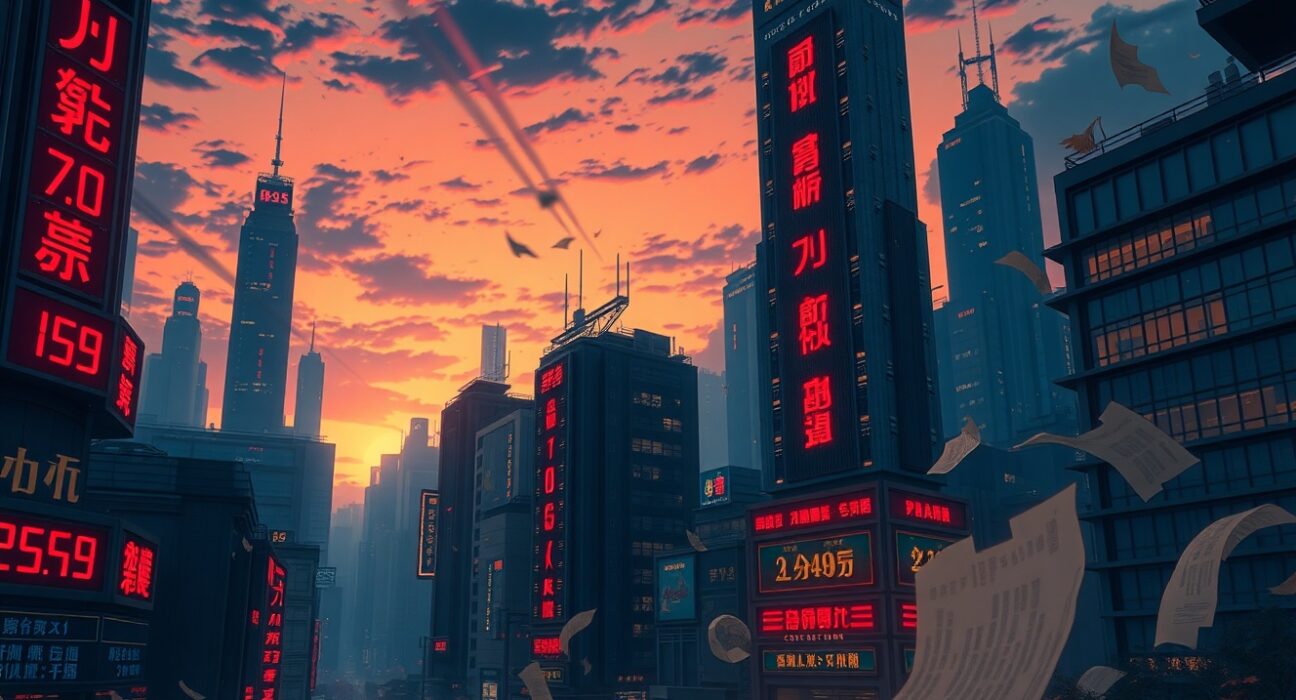 Dramatic illustration of the 2025 KOSPI crash triggering a major Asian stock market downturn.