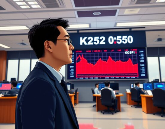 Trader monitors KOSPI sell-side curbs triggered by sharp market decline at Korea Exchange