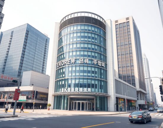 The Korea Exchange building in Seoul, representing the KOSPI index surge past 6000 points.