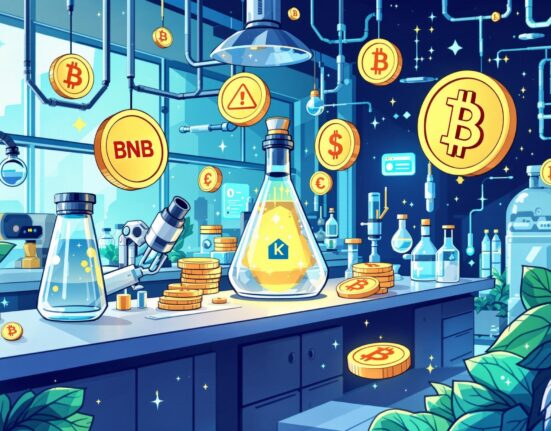 A secure digital vault representing the Kraken BNB treasury strategy, highlighting the partnership between a biotech firm and a crypto exchange.