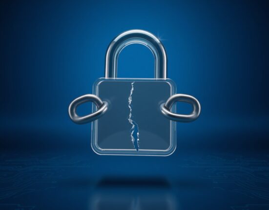 Digital security breach representing the $18.2M Kraken hack and stolen cryptocurrency transfer.