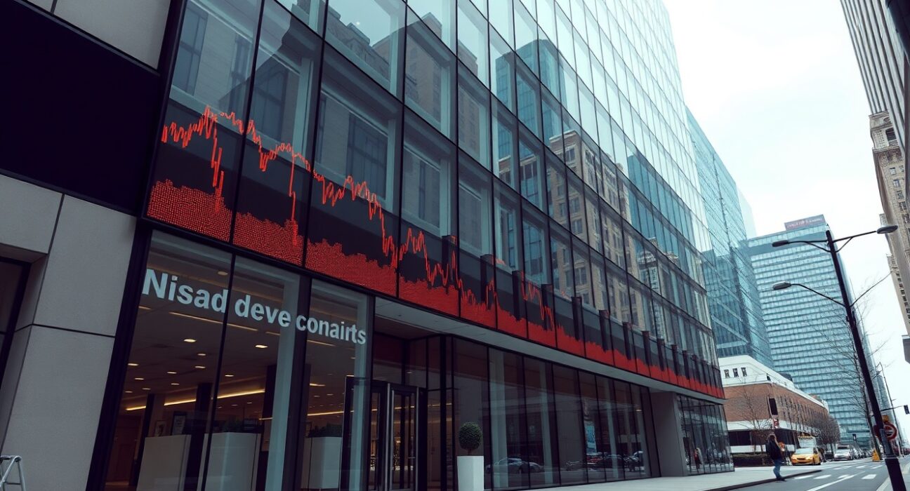 Kraken IPO delay represented by corporate building reflecting a down market.