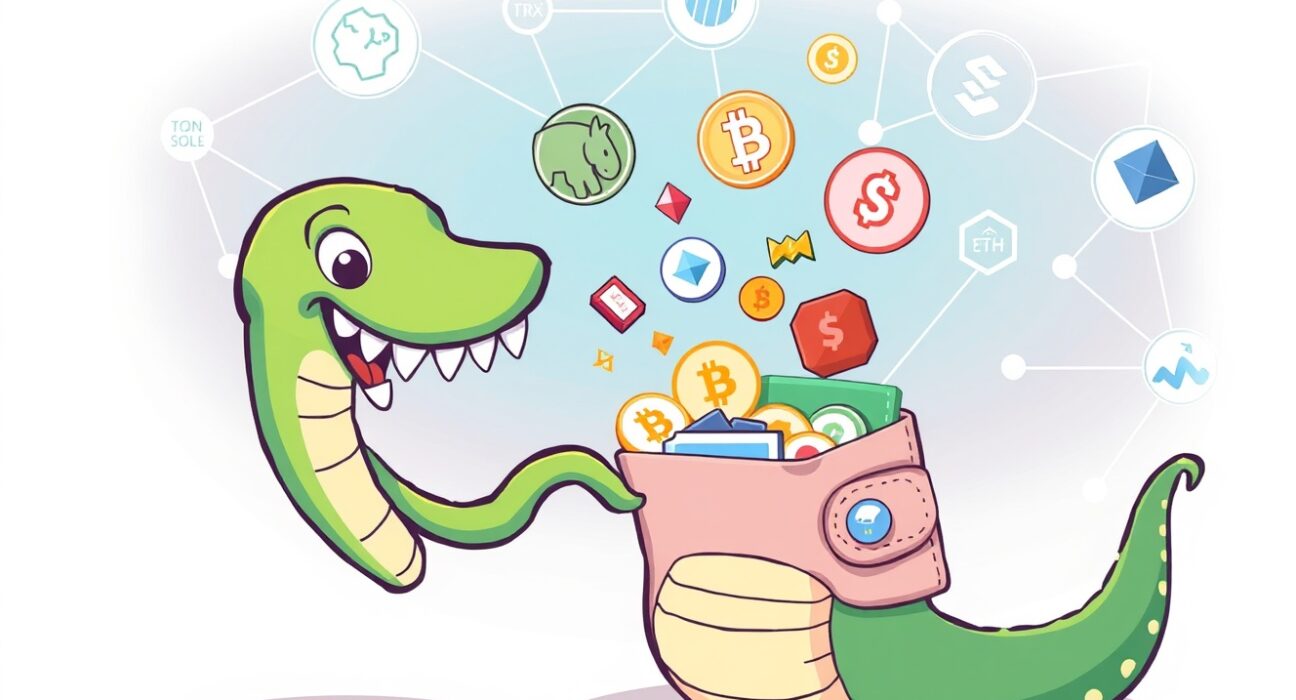 Cartoon illustration showing Kraken facilitating tokenized stock trading through a digital wallet, symbolizing expanded access to digital assets.