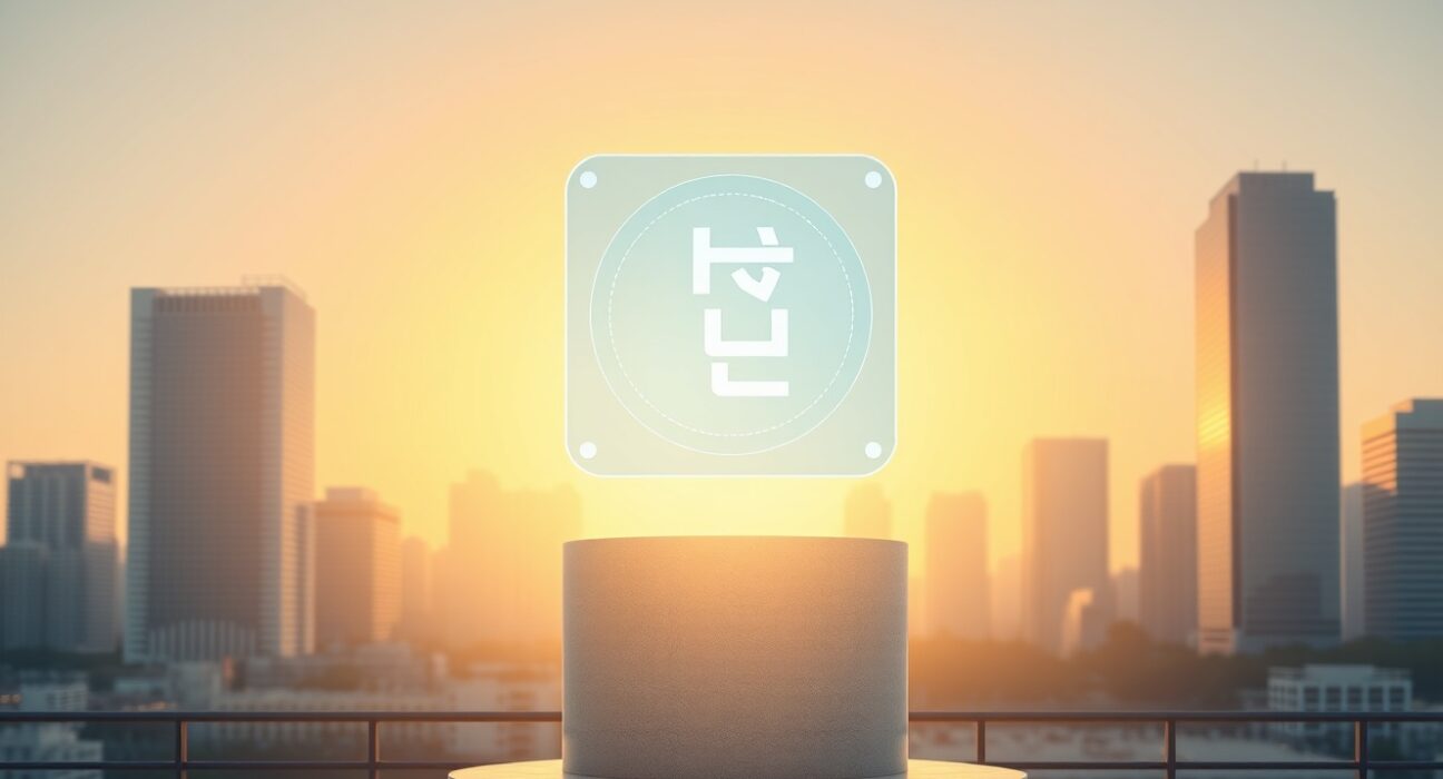 KRW stablecoin KRWQ digital interface in Seoul financial district representing TokenSquare and BSV Association partnership