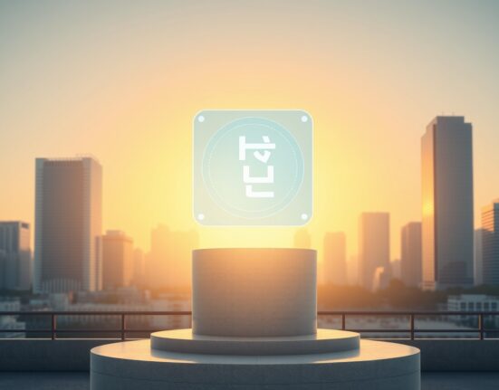 KRW stablecoin KRWQ digital interface in Seoul financial district representing TokenSquare and BSV Association partnership