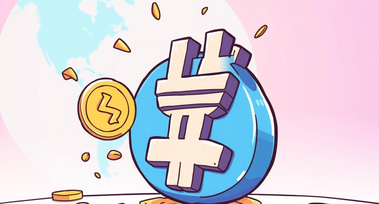Cartoon illustration showing the transformation of the South Korean Won into the KRWQ stablecoin, representing a new digital financial era.