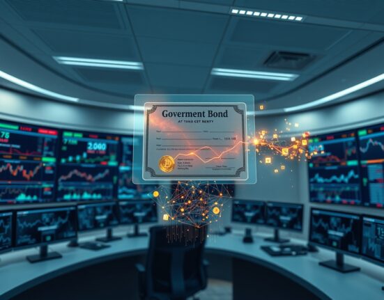 Visualization of government bond tokenization process by Kyobo Life and Ripple for digital asset trading.