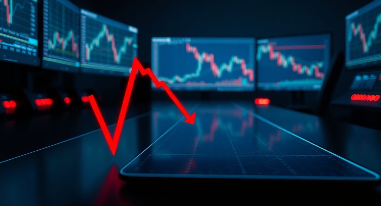 Cryptocurrency chart showing a sharp price decline representing the LAB token crash amid insider trading allegations.